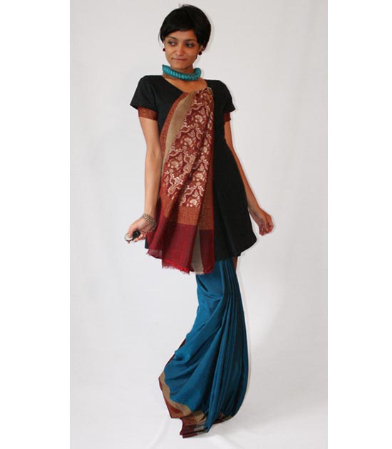 black dress with sari