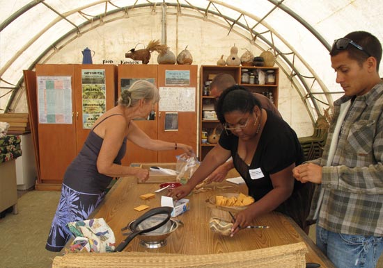 hawaii - seed saving in tent meeting room