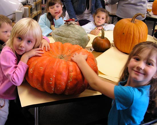 Students with pumpkins Students with pumpkins