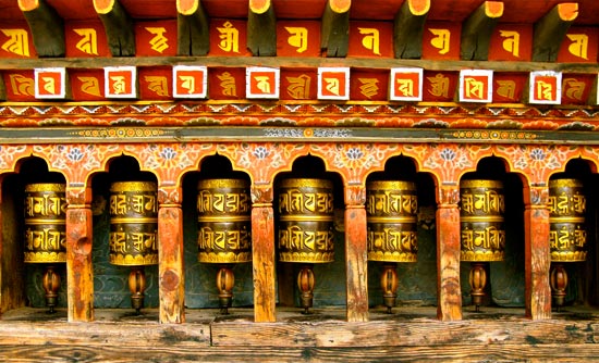 Bhutan Prayer Wheels - photo by Zenobia Barlow