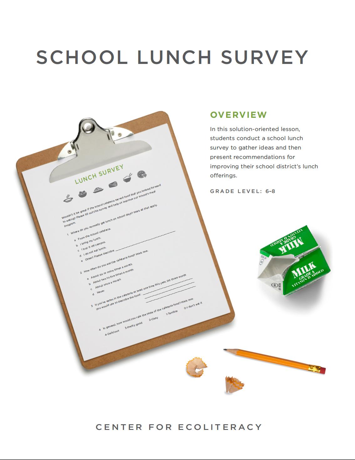 School Lunch Survey cover