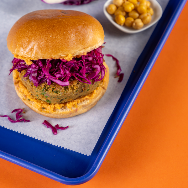 Za’atar Lentil and Chickpea Falafel Burger 